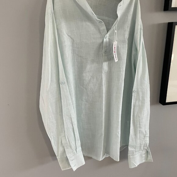 Coofandy Beach Tunic Long Sleeve Cotton Linen Casual Shirt, Sz Large, Mint - Picture 6 of 7